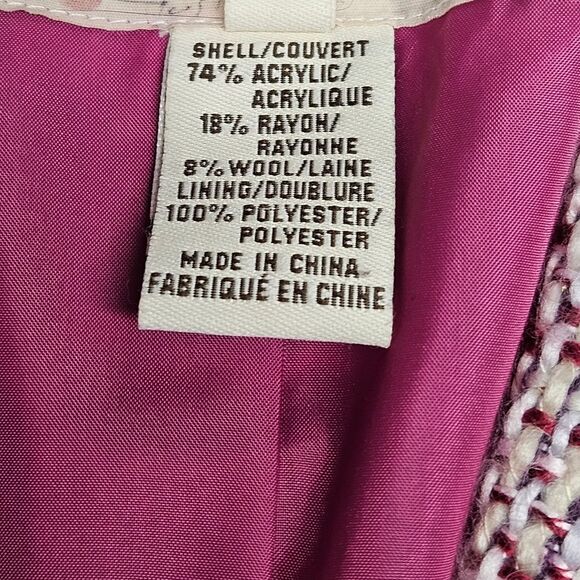 Kenzie Magenta Pink Textured Tweed Colorful Sequins Beads Abstract Design Blazer - Picture 8 of 16